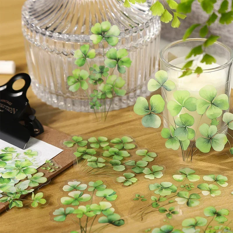 20 Blatt Mietmaterialien PET-Aufkleber Paket Dekoration Collage Tagebuch 116 * 94 mm Scrapbook-Schnitt Natur-Aquarellpflanzen
