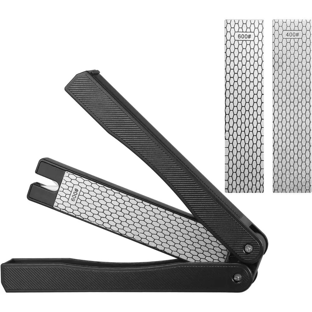 

1pc Portable Handheld Double Sided Sharpener 400/600 Grit Foldable Diamond Knife Sharpening Stone for Kitchen