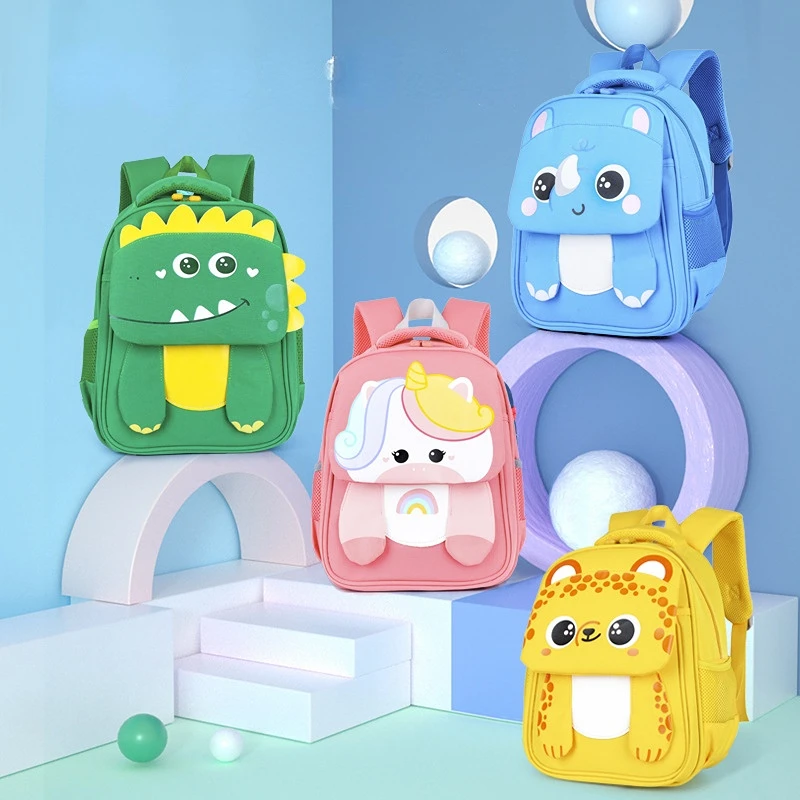 2023 New Cute Cartoon Unicorn Dinosaur Children Schoolbag for Kindergarten Boys and Girls Lightweight Backpacks Non-slip Buckle