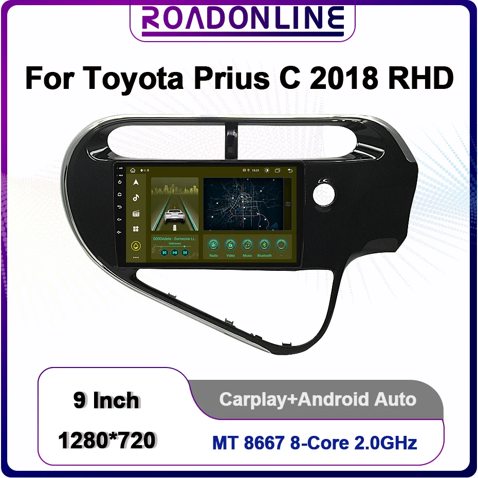 

Автомагнитола для Toyota Prius C PriusC 2018 RHD 9 дюймов Android 10 мультимедийные видеоплееры стерео приемник CarPlay Android авто