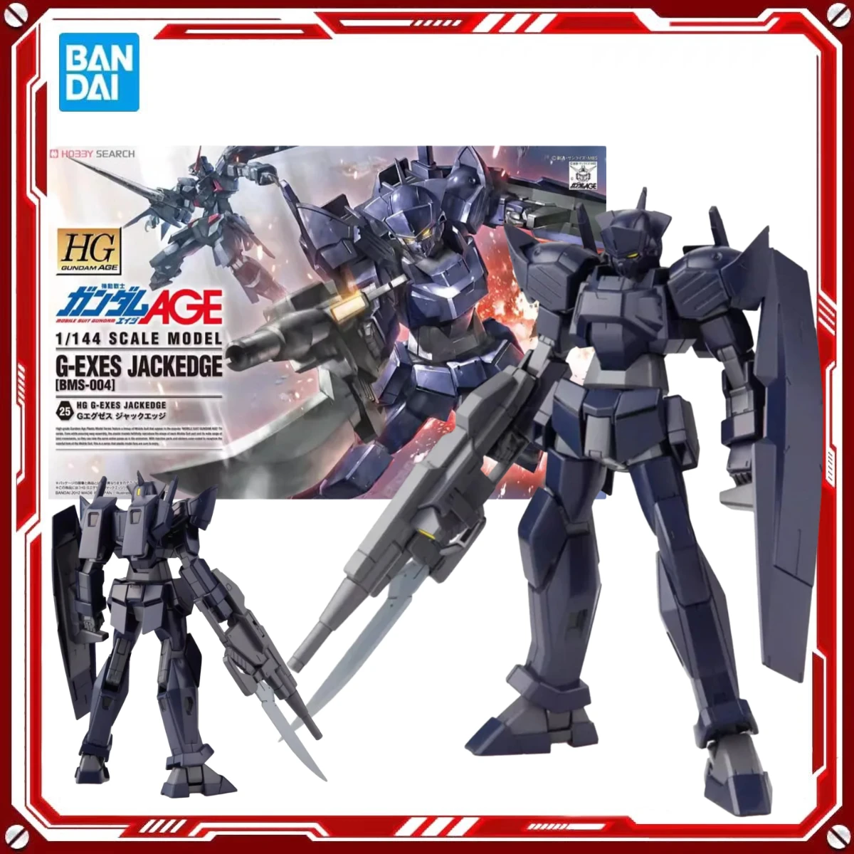 

В наличии: Сборная модель Bandai Gundam AGE 1/144 Scale Model HG G-Exes Jackedge, аниме-фигурка, коллекционный набор для сборки, игрушка для мальчиков