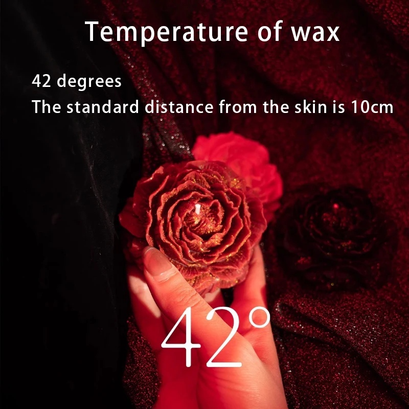 شمعة الورد الأحمر ذات درجة حرارة منخفضة، شمع تصفيف عطري مذهّب بالزهور، شمع الصويا الرومانسي المطلي غير السمط #3