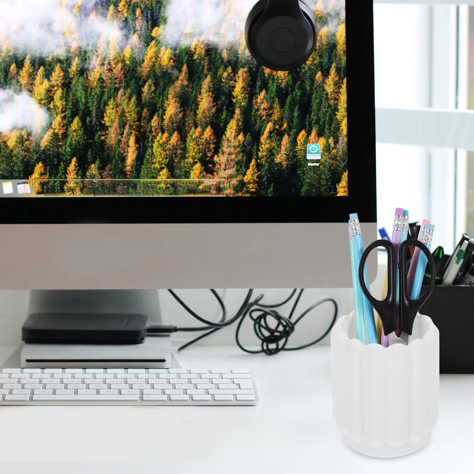 Silicone Pen Holder Desk Organizer Multi-Function Stationery Storage Container for Pens Pencils Makeup Brushes Keys Office Home