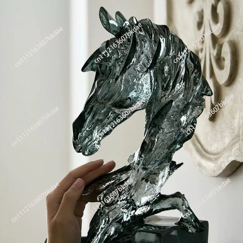 French horse head ornament light luxury high-end living room TV cabinet office desktop high-end sense small