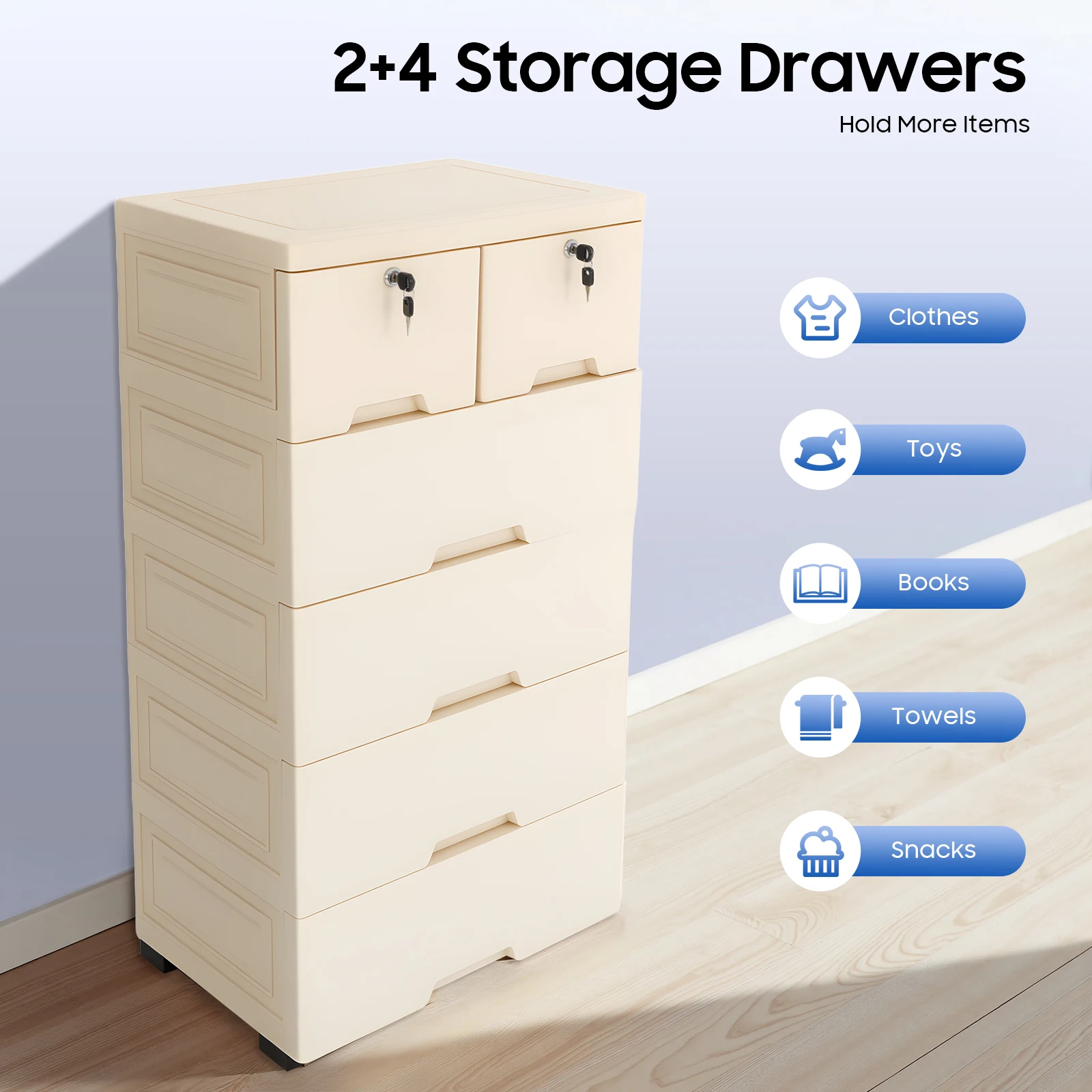 

Plastic Drawers Storage Cart Mobile Cabinet 5 Tier Dresser Storage Cabinet with Casters Storage Cabinet with 6 Drawers Stackable