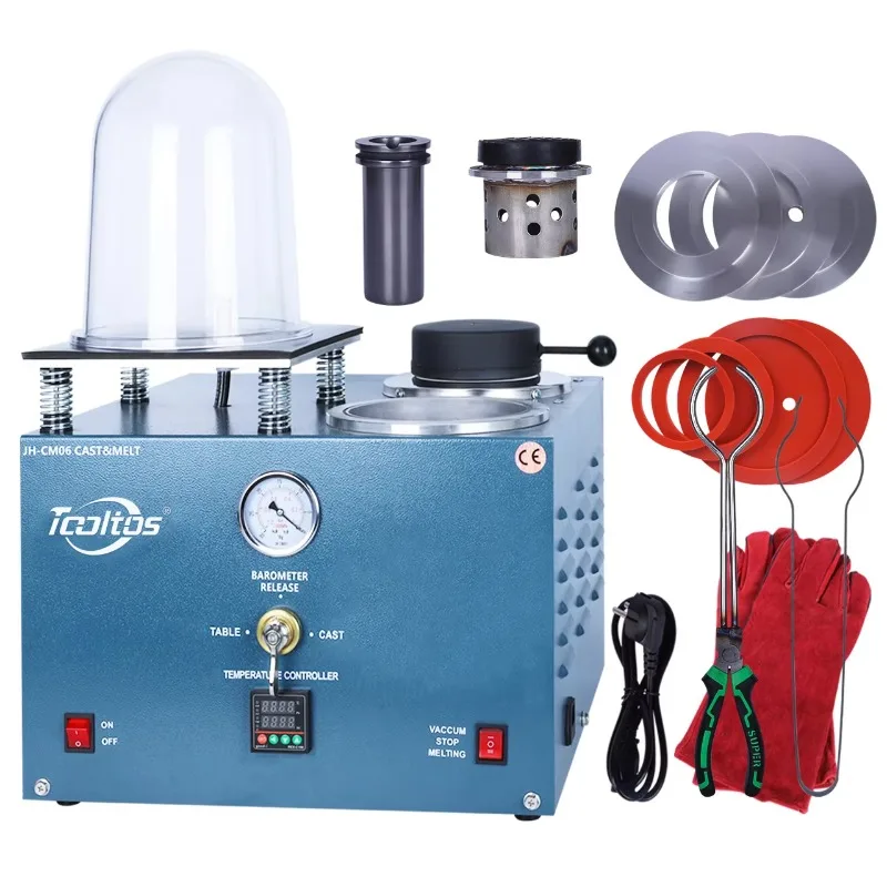 1100 ° C مجوهرات فقدت الشمع قالب الصب الجص الاستثمار الذهب الفضة النحاس معدن تكرير 2L فراغ ذوبان وآلة الصب #1
