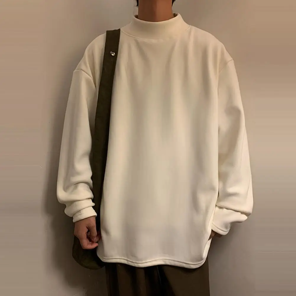 Новая футболка для маленьких мальчиков, модная осенне-зимняя однотонная термобелье с длинными рукавами, повседневные тонкие бархатные топы с высоким воротником и подогревом