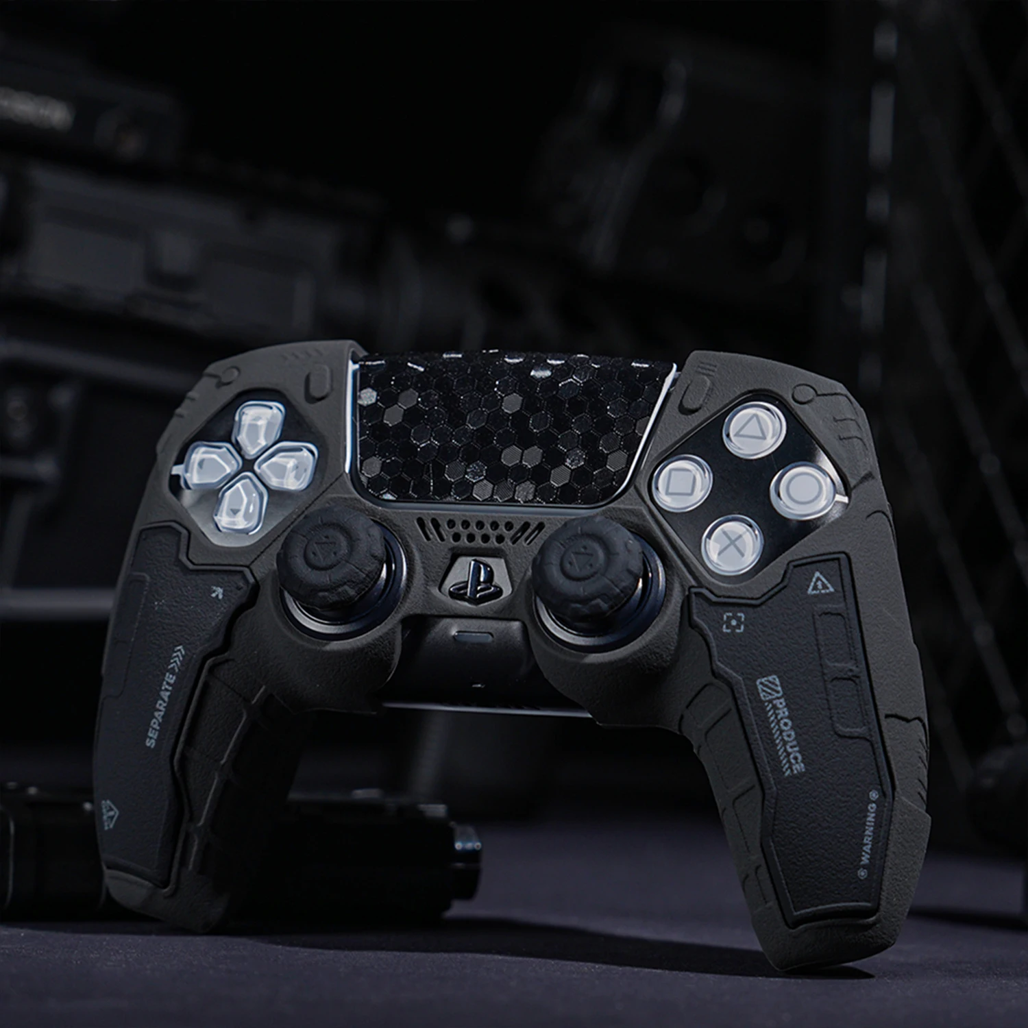 Tactical Mecha Matte Silicone Soft Protector Sticker Skin For Sony Dualsense 5 PS5 Controller Case Thumb Stick Grip Cap Cover
