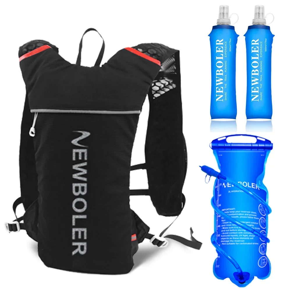 תיק ריצה NEWBOLER Trail Ultra-light בנפח 5 ליטר, מעיל הידרציה לריצה, מרתון, אופניים, תיק מים בנפח 2 ליטר לריצה