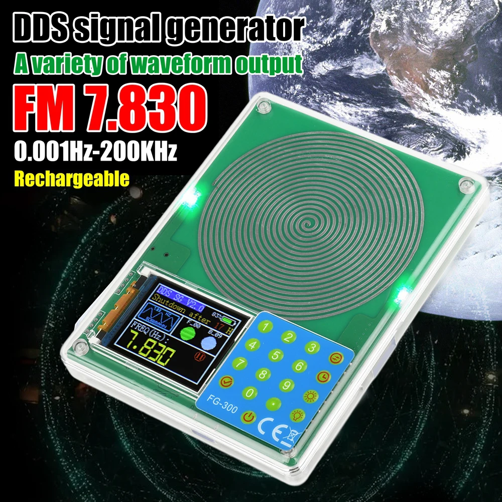 FG-300 0.001Hz-200KHz TFT Color Screen Adjustable MultiFunction Schumann Waveform Generator Multiple Waveform Output USB Type C