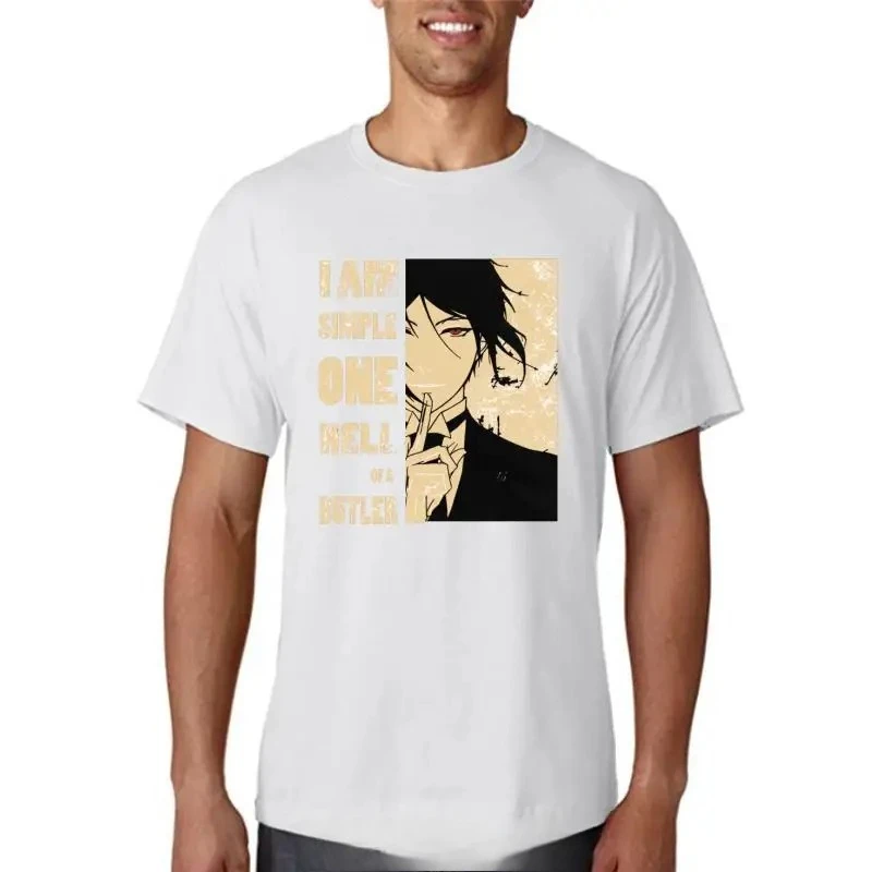 Fashion T Shirt Black Butler Sebastian Ciel Phantomhive T-shirt Printed Harajuku Tshirt Mens Oversized Korean Tops Anime Clothes