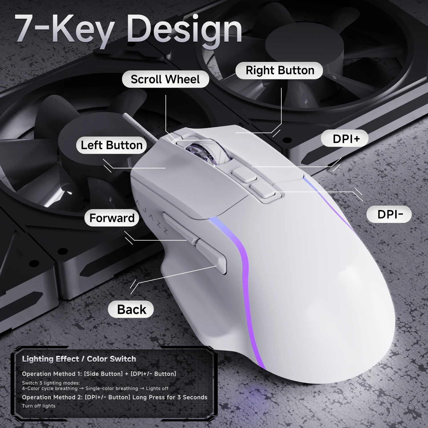 Ajazz AJ039 V2 Wired Mouse Gaming Sensor Breathing Lighting