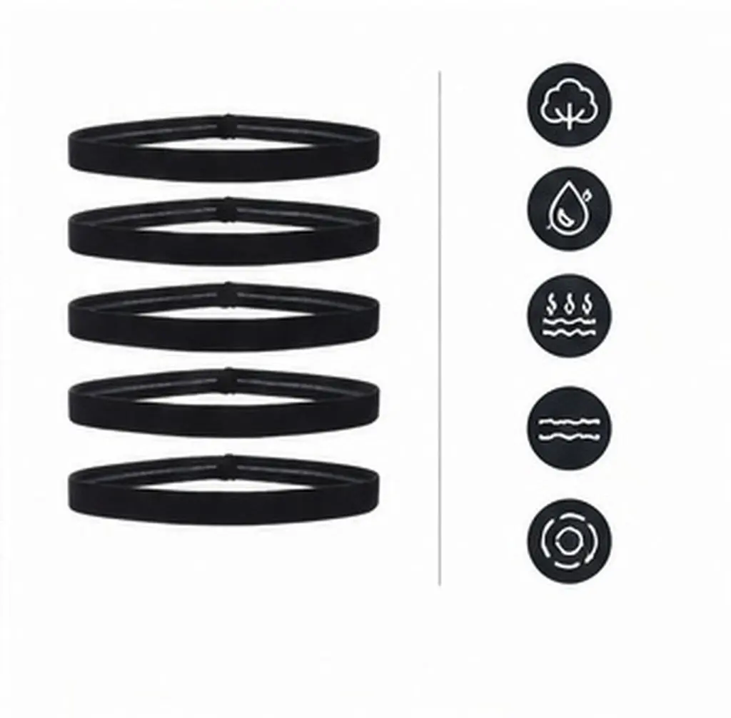 6Pcs Elastic Anti-Slip Silicone Headband for Men Sports Sweatband Basketball Football Running Headband for Men