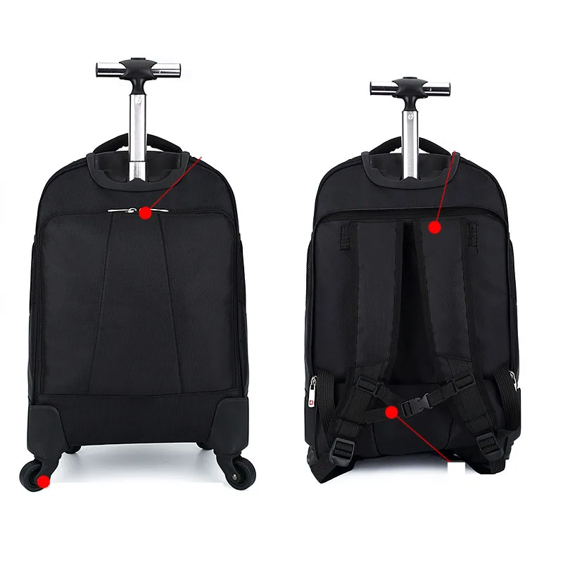 18 Inch Soft Canvas Women's Travel Bag With Wheels Trolley Laptop Luggage Bag Tourist Backpack Boarding Case Free Shipping