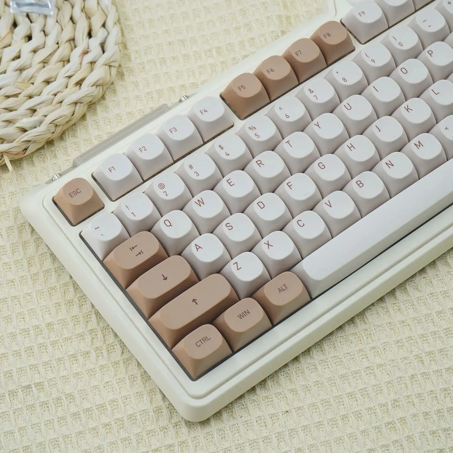 Tiramisu Theme Dye Sub PBT Keycaps   MA Profile 129 Keys Dye Sublimation PBT Custom Keycaps for Cherry Gateron MX Switches Mecha