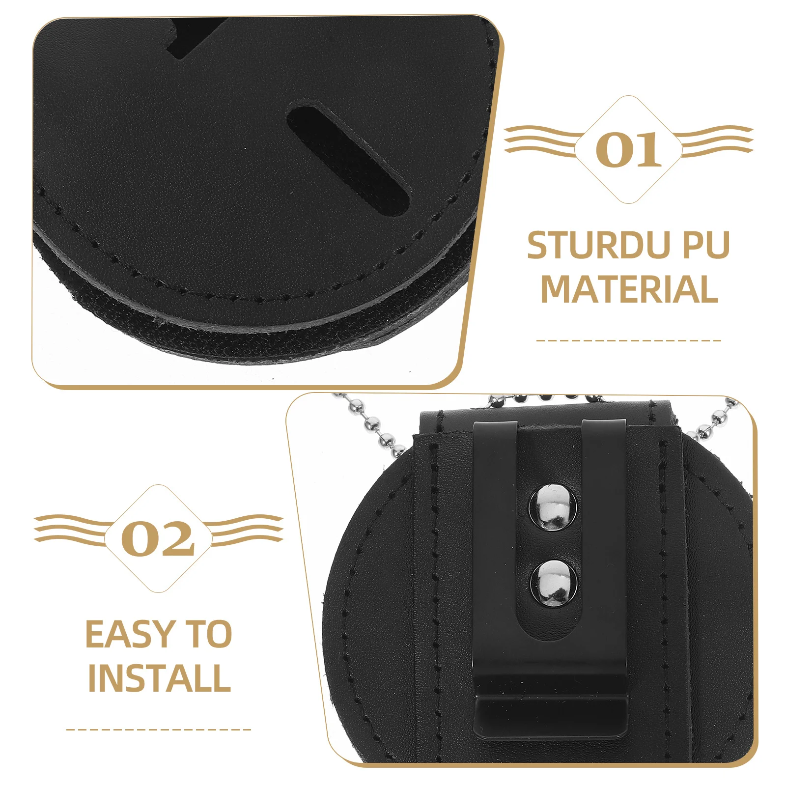 

2Pcs PU Badge Holder Clip Secure Stylish Id Driver License Card Protector Security Law Enforcement Police Badge Clip