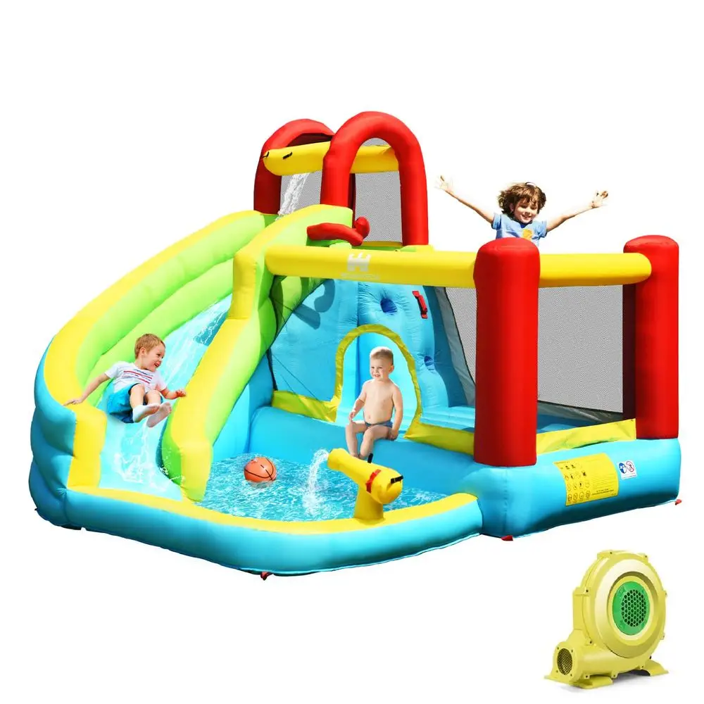 

JOY Inflatable Water Slide amp Bounce House w Splash Pool, Climbing Wall, Indoor Outdoor Blow Up Water Slide for Kids amp Adult