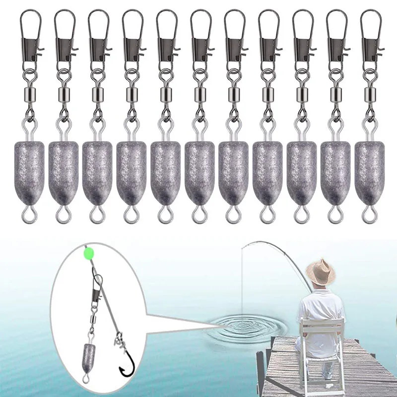 5-10PCS Fishing Weights Sinkers Trolling Fishing Weights w/Swivels Bullet Sinkers Fishing Weights for Saltwater Freshwater Fish