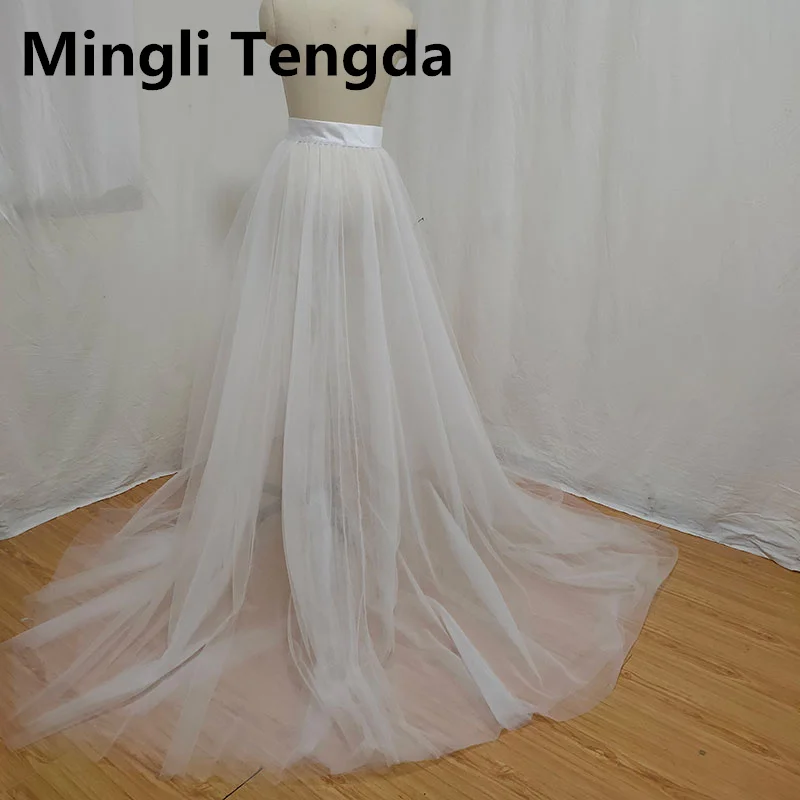 Mingli Tengda-falda de tul desmontable de 4 capas, enagua de cola de novia, tutú de boda, botones de cintura, accesorios de crinolina