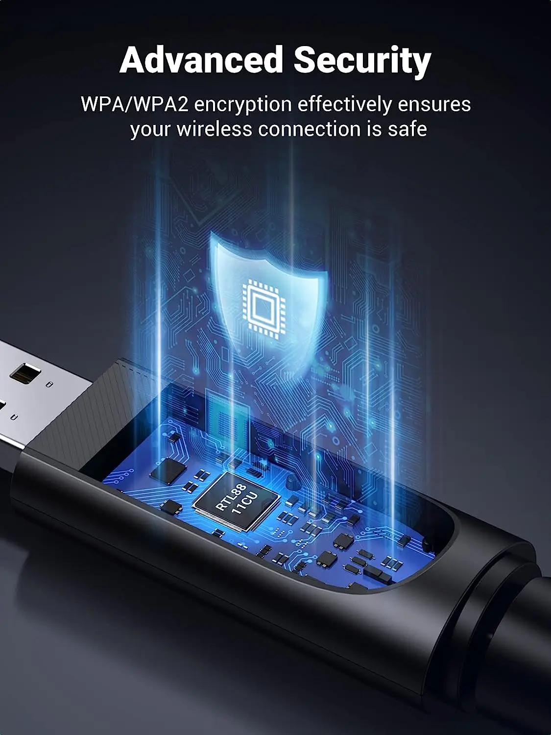 PC 데스크탑용 UGREEN AC650 USB WiFi 어댑터 6dBi 안테나 2.4GHz 5GHz 듀얼 밴드 무선 어댑터