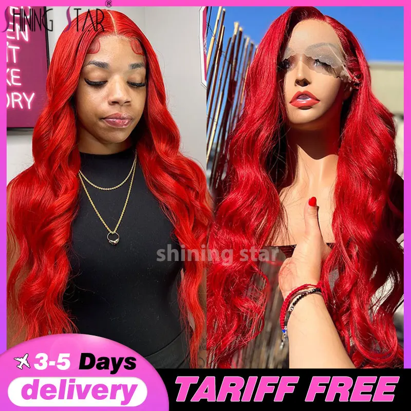 

Hot Red Body Wave Hd 13X6 Lace Front Wig Brazilian Colored 13X4 Lace Front Human Hair Wigs Pre Plucked Burgundy Lace Frontal Wig