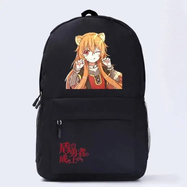 Anime Game Black White Tate Yuusha No Nariagari Student  Teens School Bags Large Capacity  Backpacks