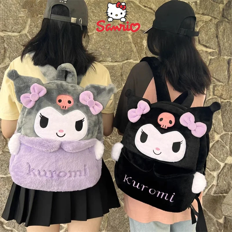 Sanrio Cartoon Plush anime Backpack Kuromi Leisure Travel Bag Melody Large Capacity Plush Anime Bags Girls JK Lolita School Bags