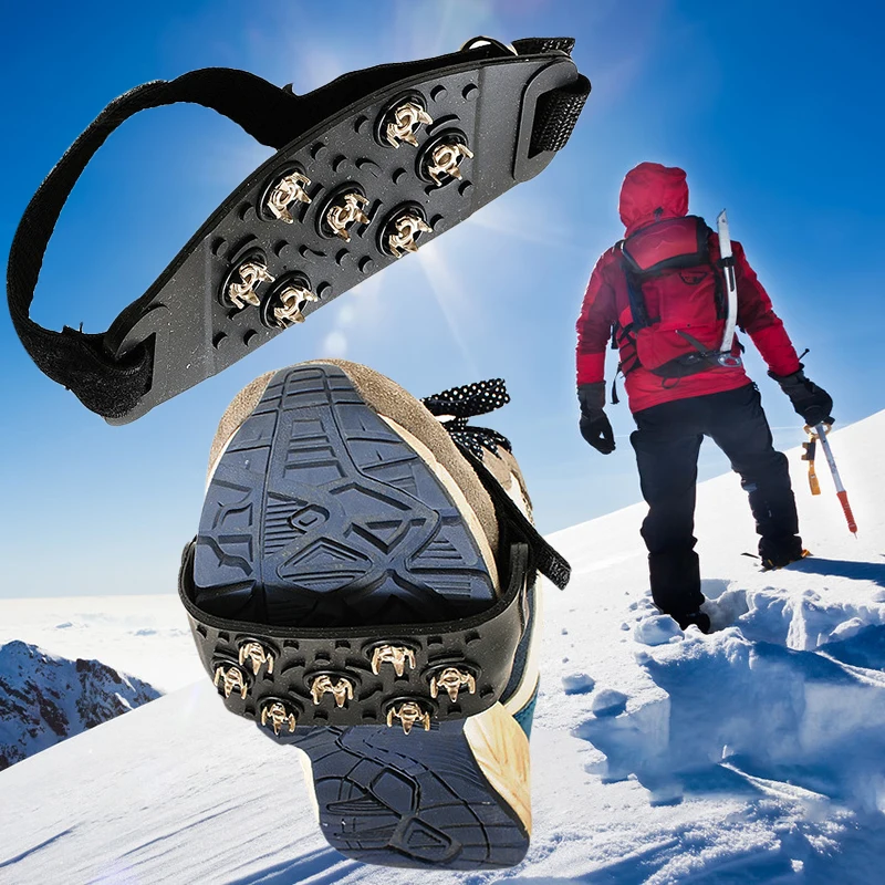 Anti-Skid Ice Snow Camping Walking Shoes Spike Grip Climbing Bike Accessories Anti Slip Ice Snow Grip Ice Crampon 7 Studs