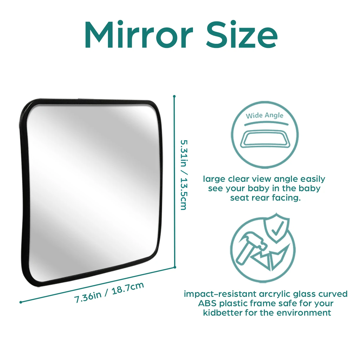 1pc Shatterproof Baby Car Mirror Car Safety Seat Rearview Mirror, Easy Install, Universal Fit