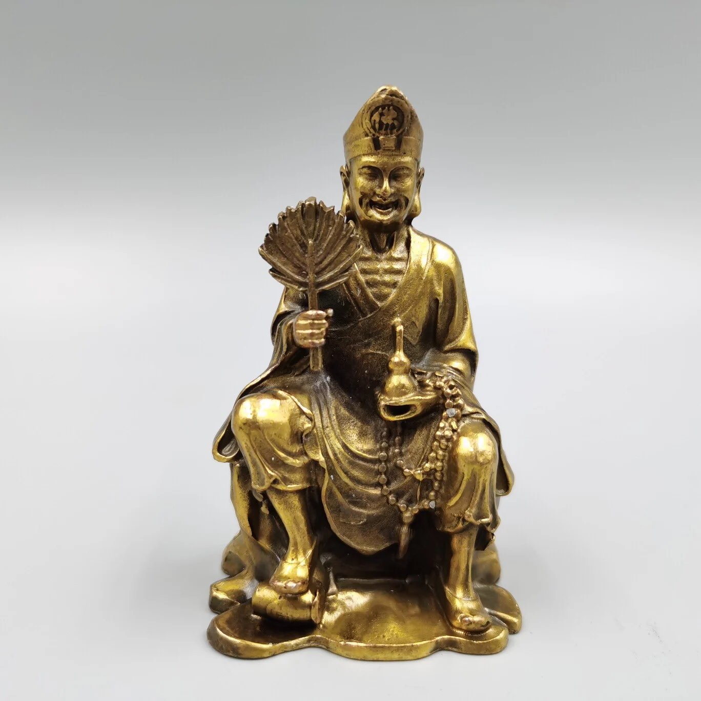 Bronze Living Buddha Jigong  Statue of Arhat Taoist Monk Buddha Home Room Entrance Desktop