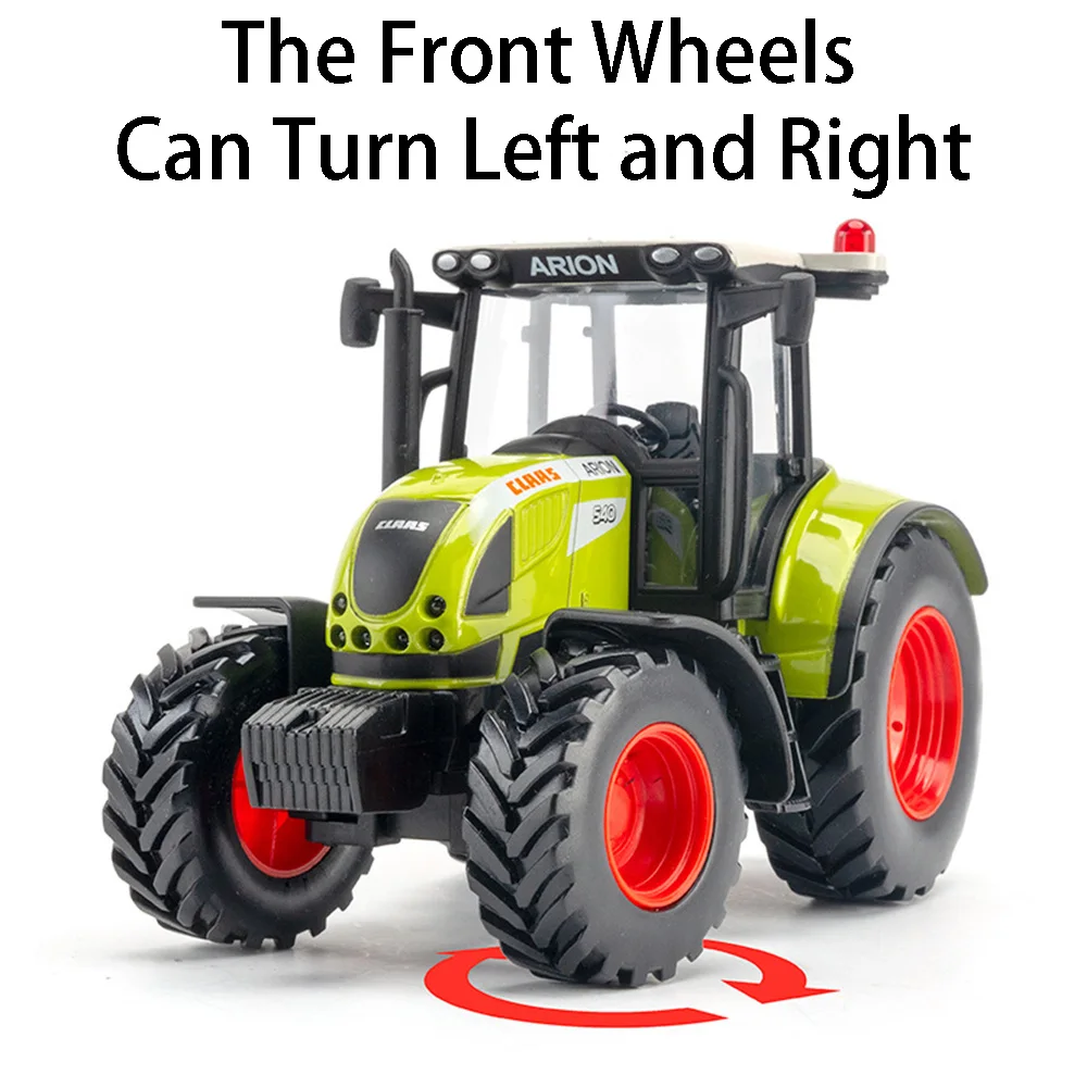 1:32 Alloy Diecast Agricultural Tractor Toy Models Front Wheel Turn Simulated Hydraulic Rod Slide Forward Tractor Toys For Kids