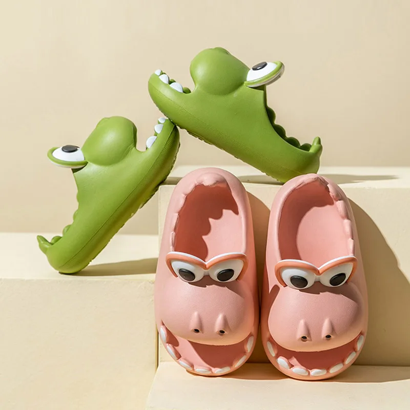 2022 Summer Children's Slippers Cartoon Dinosaur Household Soft Slippers Boys Girls Wearing Sandals Outside Beach Kid Shoes