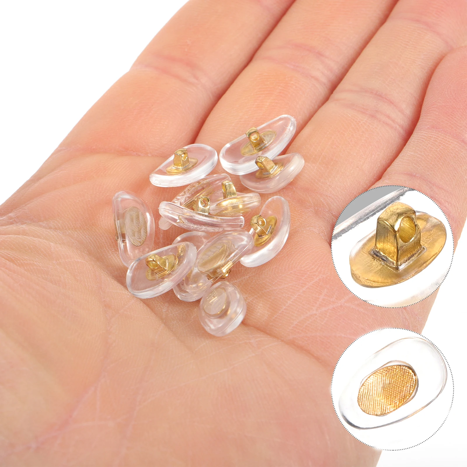 

Glasses Nose Pad Replacement Silicone Nose Pads for Eyeglasses Golden Color Metal Frame Full Rim Non Irritating Easy