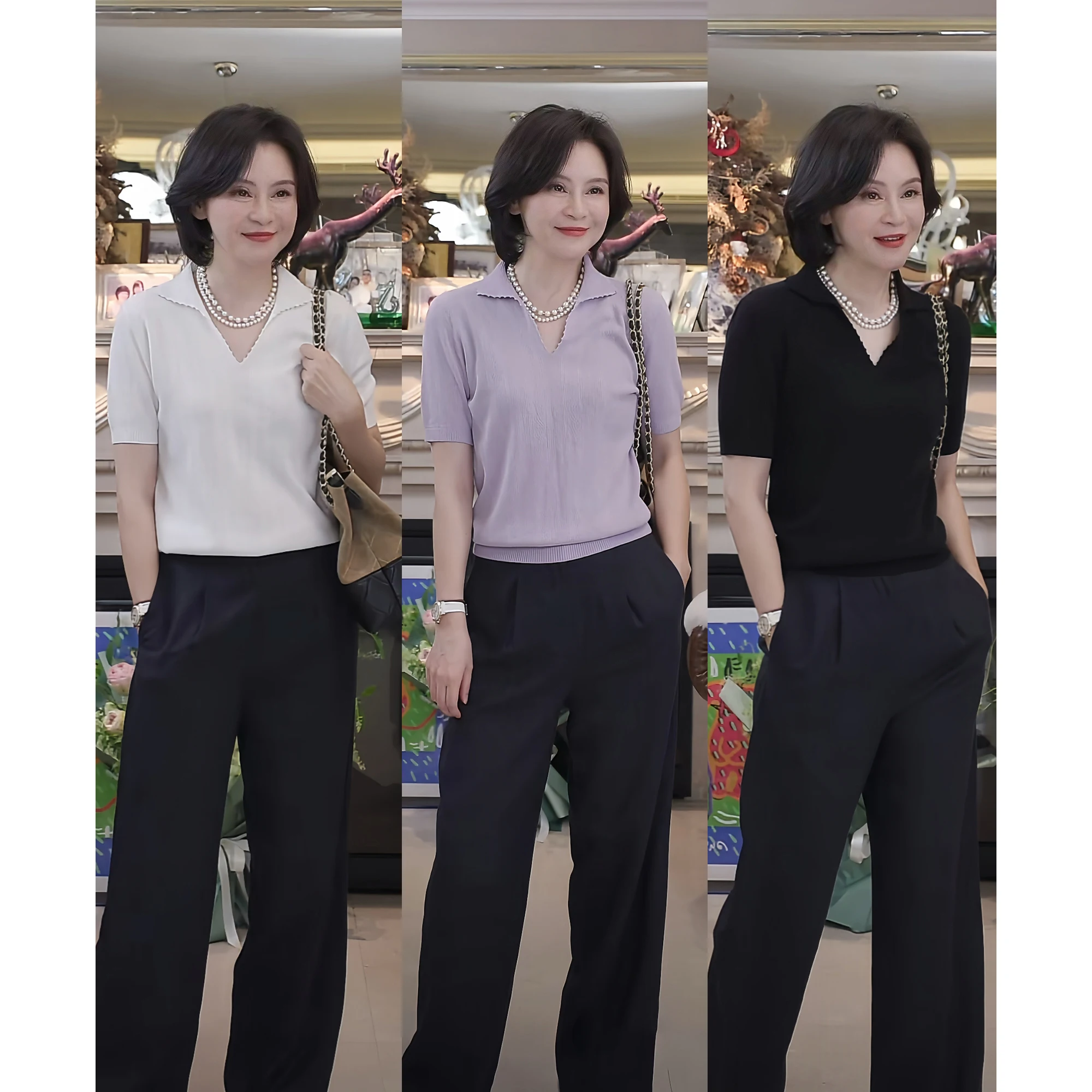 

Mugdha Lav Farm Трехцветный хлопковый вязаный свитер Artia с 8 иглами V-Ne Fly-Swallow с узором, вязаный крючком цветок