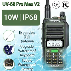 2023 Baofeng UV-68 Pro Max V2 10W IP68 Walkie Talkie À Prova D' Água de Alta Potência CB Ham Longo Alcance UV68 Portátil Rádio Em Dois Sentidos caça