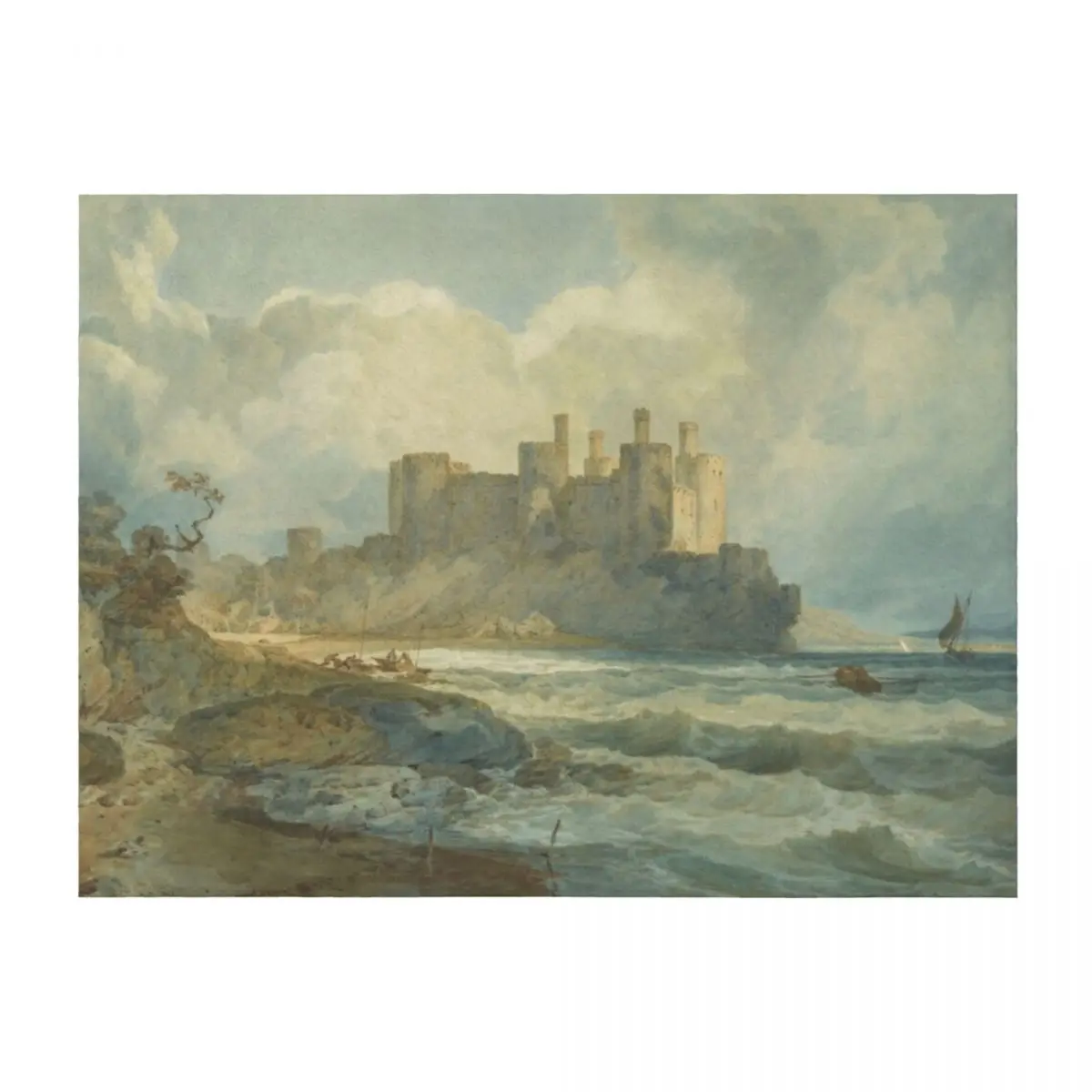 

Joseph Mallord William Turner. Conway Castle, North Wales, 1798. Throw Blanket Thins Heavy Quilt Hair Blankets