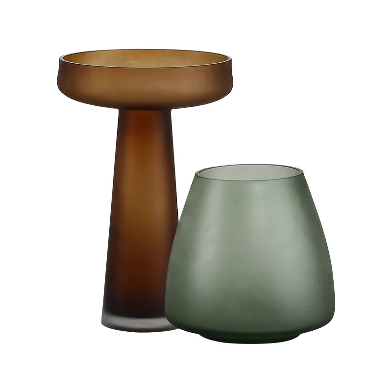 Modern creative glass vase ornament frosted simple candlestick living room entrance decoration handicrafts storage can
