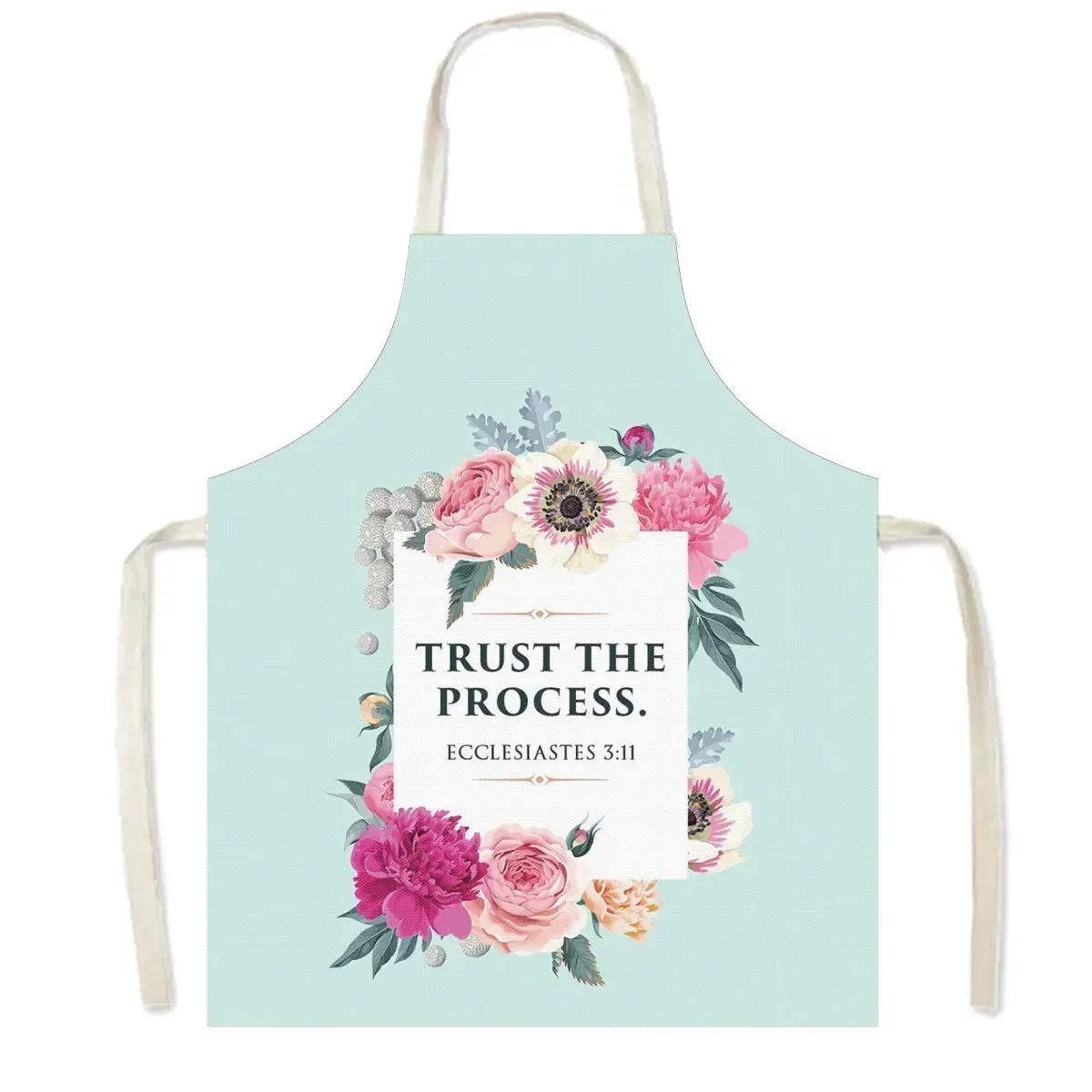 Christian Bible Verse He Will Sustain You Print Apron Flower Women Men Kitchen Work Clothes BBQ Home Cooking Cleaning Aprons