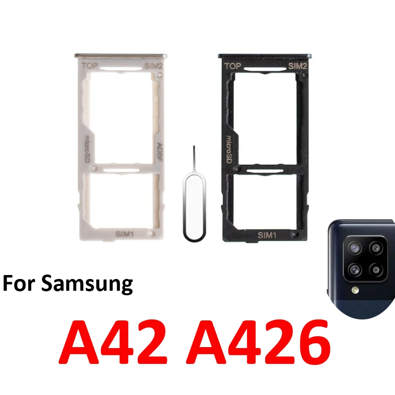 For Samsung Galaxy A42 5G A426 A426B Phone New SIM Card Tray Micro SD Chip Card Slot Drawer Holder Pocket Parts Black Grey
