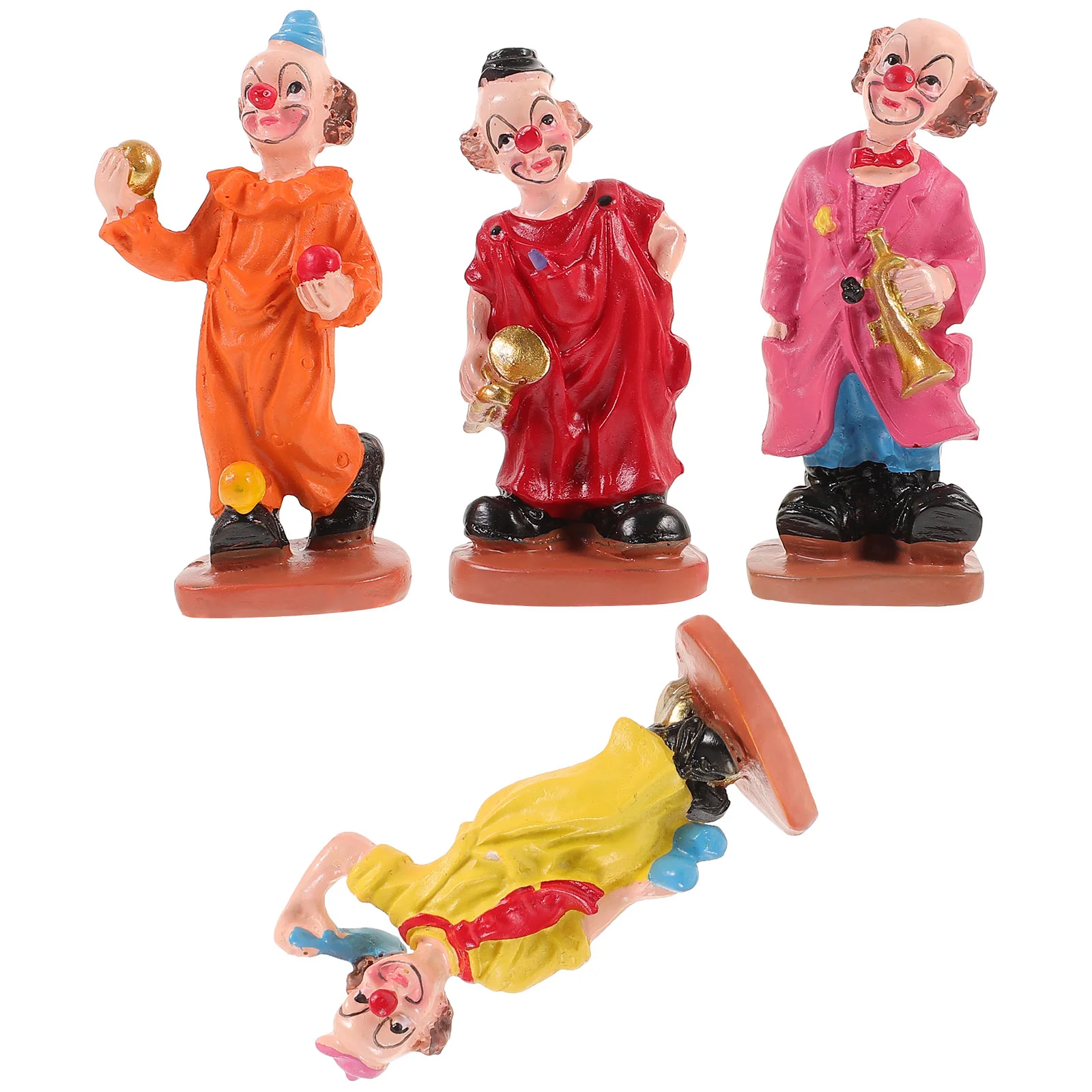 

4 Pcs Toys Clown Ornament Model Crafts Sandtray Therapy Miniature Flowerpot Child