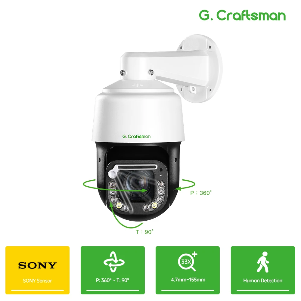 C,GC,PM3,8MP 4K 33X Zoom,PTZ Speed , Human Detection,CCTV Network,4.7-155mm,Optical Zoom, Surveillance,With Wiper G.Craftsman