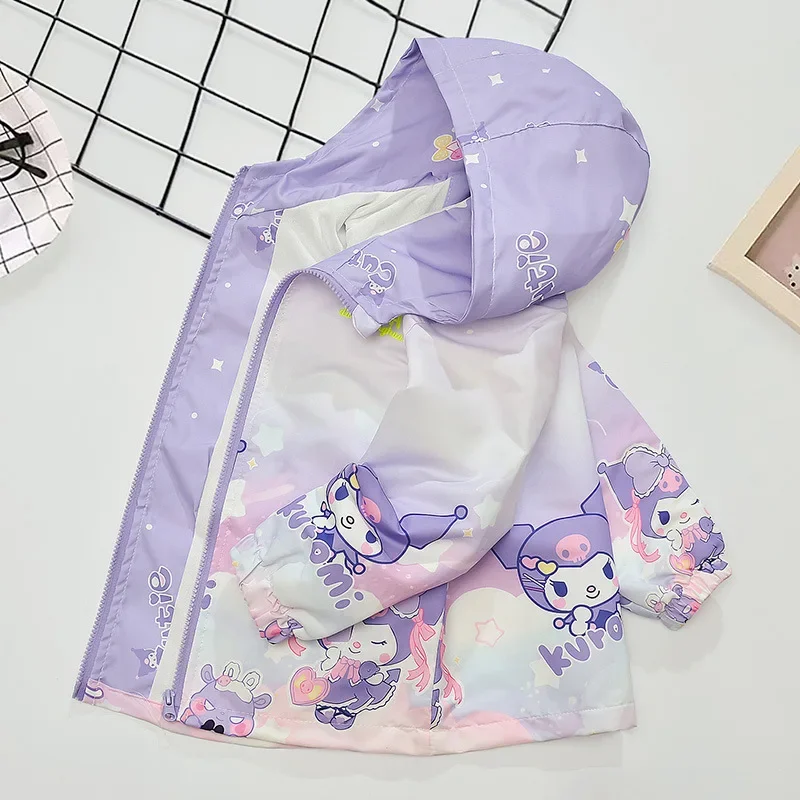 

Sanrio Kawaii Kuromi Girls' Jackets Anime Cartoon Fashionable Exquisite Versatile Children's Gradient Color Clothing Loose Coats