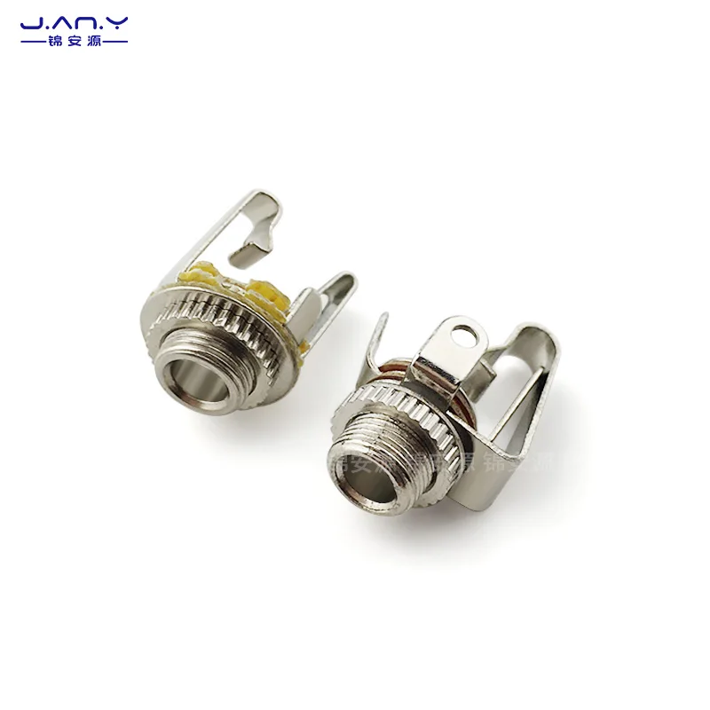 3.5/6.35mm stereo dual channel audio socket with switch thread panel mounted small two-core monophonic metal master hole