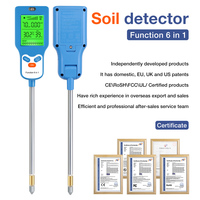 90° Digital 6 in 1 Multifunctional Soil PH Temperature Meter Farm Garden Fertility Moisture Sunlight Humidity Tester Detector