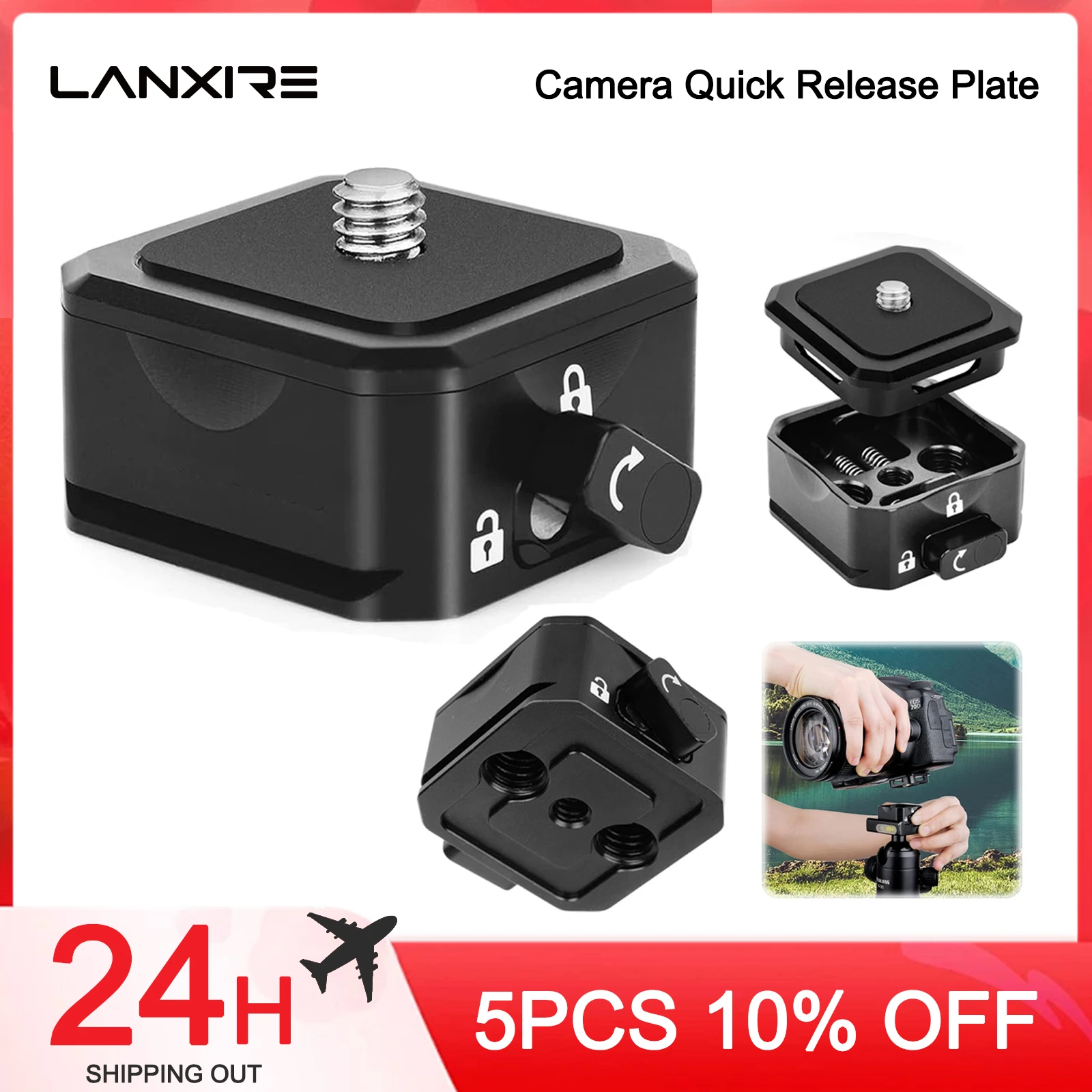 

Lanxire Camera Quick Release Plate, Arca Swiss Quick Release Mount Universal F38 Claw Release QR Plate Tripod Mount for Tripod