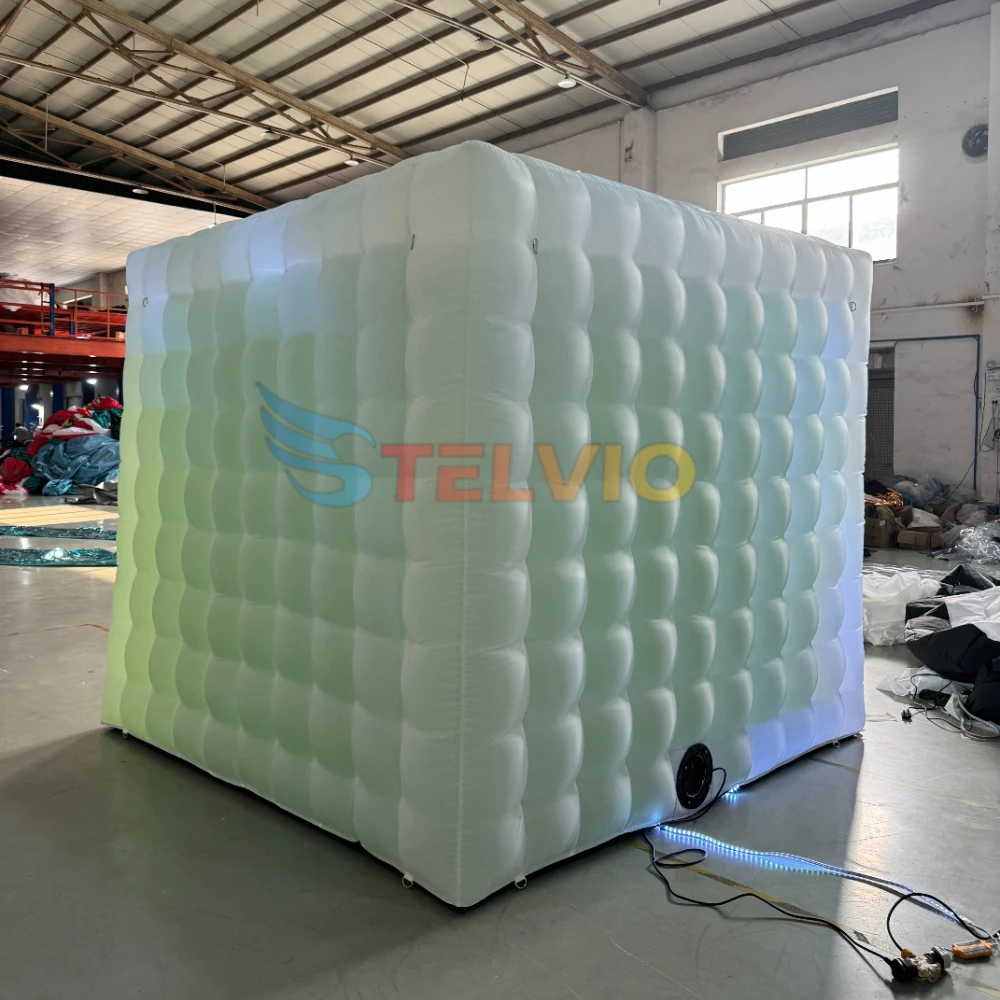 Wholesale Customize Inflatable Photo Booth Photo Backdrop Enclosure LED Cube White Tent For Wedding Birthday Party