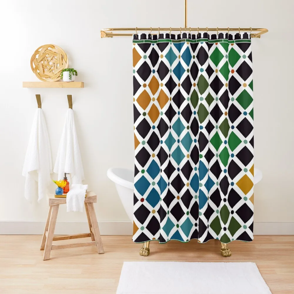 

Alhambra tile wall Shower Curtain Cover Waterproof Fabric Shower For Bathrooms With Beautiful Designs Curtain
