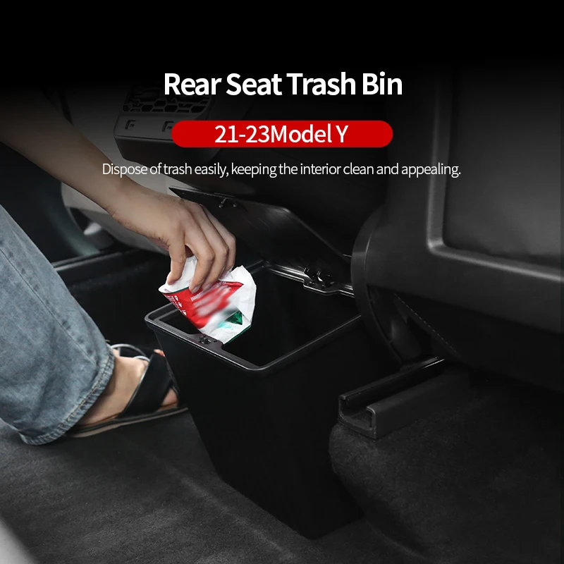 Futhope Rear press type trash can for Tesla Model Y 2018-2024 Door Storage Box Interior Storage Modifica