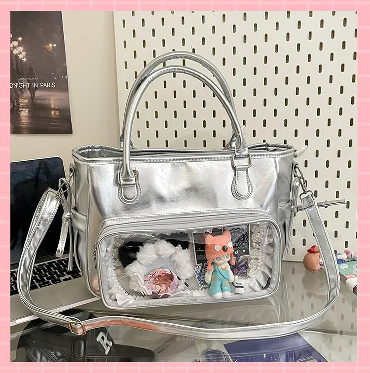 

Japanese Pain Bag Baby Bag 2025 New Large Capacity Transparent Tote Bag Commuter Versatile Single Shoulder Cross Shoulder Bag