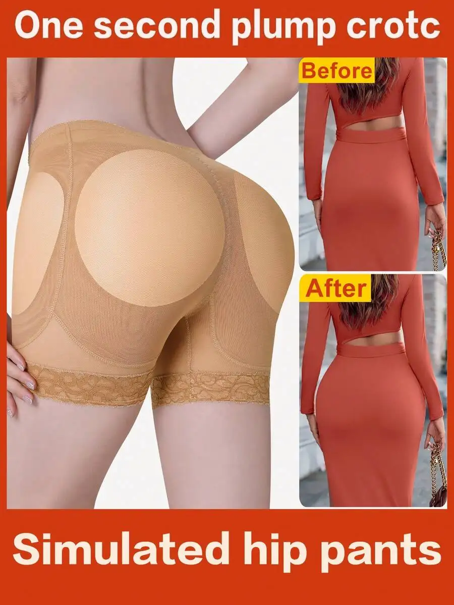 

Women Padded Butt Lifter Shapewear Shorts With Removable Pads High Waist Hip Enhancer Tummy Control Panty